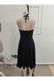 Women's Off-The-Shoulder Halter Neck Chain Detailed Midi Viscose Dress - 6