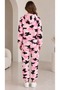 Women's Pink Camouflage Patterned Hooded Sweatshirt with Pocket Detail, Elastic Waist, 3-Thread Ribbed Tracksuit Set - 8