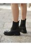 Black Elastic Matte Leather Women's Boots - 3