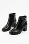 Moleran Women's Heeled Boots with Zipper and Side Stones, Black Leather - 4