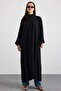 Batwing Sleeve Double Slit Casual Dress Black 9479-E - 5