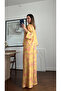 Yellow Satin Floral Patterned 2-Piece Set - 4