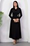 Degaje Collar Waist Buckle Long Sleeve Dress Grs4174 - 4