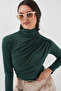 925 Drawstring Detailed Sandy Blouse - Emerald Green - 2