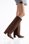 Zeva Lorenza Women's Below-Knee Boots Pointed Toe Thick Heeled Zippered Daily Stylish Boots - 2