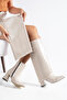 Zeva Rivella Women's Below-Knee Boots Trok Detailed Pointed Toe Thick Heeled Zippered Daily Stylish Boots