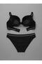 Women's Bamboo Bra Panty Set Supported Underwire Bikini Panty Black Ecru 95% Bamboo Underwear Set - 4