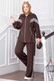 Stripe Detailed Zippered Sports Suit Brown