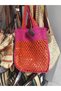 Paper Strap Colorful Straw Shoulder Beach Bag - 2