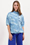    20226 Patterned Oversize Shirt - Blue - 2