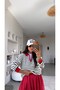 Knitwear with Red Stripes on the Sleeves and Collar - 2