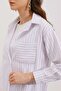20217 Striped Oversize Shirt with Pocket Detail - White - 2