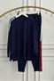Plus Size Crew Neck Sweatshirt Set with Stripe Detail - 8