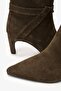 Stacy Khaki Suede Leather Women's Heeled Boots - 4