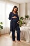 Elora Comfortable Cut Maternity Pajama Set with Pockets and Drawstring Waist, 3-Piece Set - 3