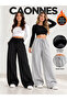 Winter Women's 2-Piece Sweatpants (Black-Grey) Oversize Comfortable Fit Wide Leg Washable Anti-Pilling