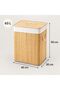 60L Foldable Bamboo Laundry Hamper with Lid and Rope Handles, Rectangular Clothes Storage Basket for Bedroom, Bathroom and Laundry Room, Natural - 4