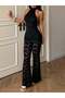 Long jumpsuit, black - M - 4