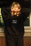 Women's Oversize Sweatshirt 90's Girl Printed Black – Crew Neck, 3 Thread Raster Fleece - 5