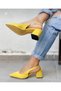 Maria Yellow Suede 5 cm Heel Sandals - 5