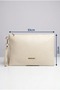 Women's Light Beige Portfolio Bag Large Size Handbag with Wrist Strap Stylish Daily Evening Dress Bag - 3
