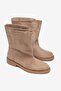 Women's Mink Suede Short Boots Buckle Ankle Boots Beige Daily Stylish Boots