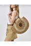 Hand Knitted Paper String Evil Eye Beads Large Size Women's Portfolio Hand and Shoulder Beach Bag Clutch Bag