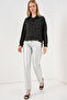 Women's Patterned Oversize Shirt 20361 - Black - Silver