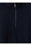 Navy Blue Mock Neck Men's Thick Sweatshirt - 3