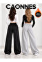 Winter Women's 2-Piece Sweatpants (Black-Grey) Oversize Comfortable Fit Wide Leg Washable Anti-Pilling - 3