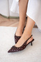 Adriana Polka Dot Bow Detailed Women's Heeled Shoes - Aci Brown - 4