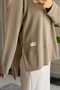 6747 - Comfortable, Casual Basic Modak Women's Long Sweatshirt with Side Slits - 5
