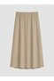Brown A-Line Skirt with Elastic Waistband - 7