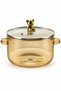 1.7 L Amber Borosilicate Glass Pot – Heat-Resistant Pot with Glass Lid and Gold Teddy Bear Detail