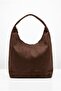 Women's Brown Suede Large Size Shoulder and Tote Bag - Large Volume - 2