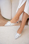 Matilda Polka Dot Buckle Detailed Women's Heeled Shoes - White - 5