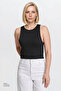 Black Standard Fit Regular Cut Crew Neck Crop Body - 3
