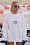 Women's Oversize Sweatshirt 90's Girl Printed White – Crew Neck, 3 Thread Raster Fleece