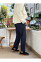 Carrot Cut Waist Drawstring Trousers Navy Blue 2810 - 4