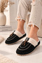 Women's Plush Detailed Suede House Slippers Embroidered Tassel Detailed Gift Dowry House Slippers Stc1360 - 3