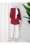 Women's Burgundy Layered Collar Shirt with Flounces on the Front Asf401 - 3