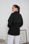 Women's Black Epaulet Detailed Waist Gathered Lightweight Jacket Pc4408 - 8