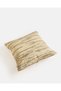 Beige And Ivory Striped Embroidered Cushion - 3