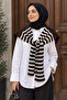Brown and White Striped Square Knitwear Shoulder Scarf 2828