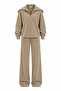 Light Khaki Semi-Zipper Corded Fabric Set - 51218