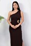 One-Shoulder, Buckle-Waist, Slit Crepe Dress Grs4151 - 2