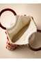 Sequined Handmade Cream Brown Handbag - 4