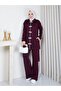 Women's Plum Front Floral Buckle Striped Oysho Sports Set Asf600