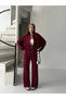 Women's Burgundy Bomber Jacket and Green Double Suit Set Get24077 - 2