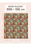 100% Cotton Satin Patchwork Fabric – 300X155 cm – Rose and Geometric Patterns, in Turquoise Red and Orange Tones - 2